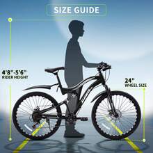 24 26 Inch Mountain Bike For Boys And Girls, 7-Speed MTB Bicycle With Dual Full Suspension, High-Carbon Steel Frame, Double Disc Brake, Softail Mountain Bike For Teenager And Youth Outdoor Adventure - 黑色 - 查看 8