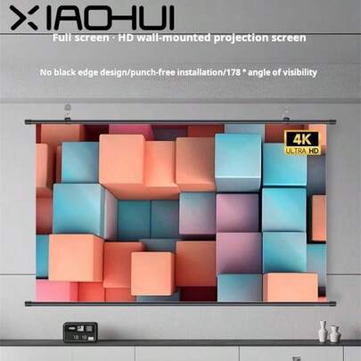 Projector Screen High Brightness 16:9 Metal Anti Light Curtain 120 Inches Home Outdoor Office 4K