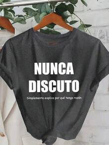 Plus Size Women Casual Skull Girl Swing Goth Style Graphic Round Neck Short Sleeve T-Shirt, Suitable For Spring, Summer, Autumn - Dark Grey - View 2
