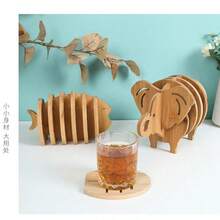 Juego de 7-8 posavasos de bambú, almohadillas aislantes del calor para tazas, platos, ollas, con diseños de animales lindos, decoración de mesa, excelente regalo de cumpleaños