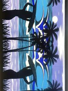 Printed Beach Sarong With Different Prints - Royal Blue 003 - View 2