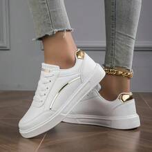 2025 New Women's White Shoes, White Lace-Up Sneakers, Casual Shoes, Flat Sneakers, Korean-Style All-Match Women's Shoes, Women's Low-Top Sneakers, Lace-Up Flat Casual Shoes, Daily Casual Sneakers