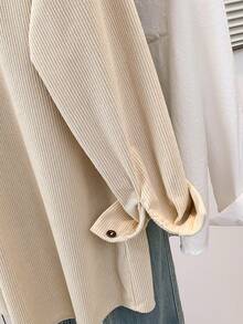 YUXIN Món đồ không thể thiếu cho mùa Thu/Đông! Áo khoác nữ dáng rộng bằng vải nhung kẻ, thiết kế hai túi tiện dụng, hoàn hảo để mặc nhiều lớp, phù hợp cho đi làm/mua sắm hàng ngày và nhiều dịp khác nhau. Mùa hè. - Màu be - Xem 10