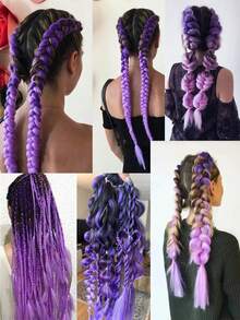 1/3/5件/包渐变色巨型辫子合成接发，24英寸，时尚百搭，适合日常、派对、角色扮演、万圣节等场合 - 彩色 - 查看 8