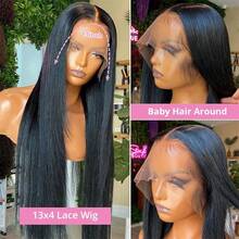 40 Inch Lace Front Wigs Human Hair Brazilian 13x4 Frontal Wig HD 13x6 Human Hair HD Transparent Bone Straight Lace Front Wigs - Natural Black - 查看 6