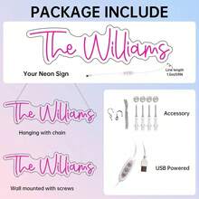 Customized Neon Light Wedding Family Name Sign With "Est" Text, Personalized LED Neon Family Name Light, Suitable For Wedding, Bar, Salon, Beauty Salon And Other Occasions, Engagement Party Birthday Gift (USB Powered) - Singel Lighting 2 - View 10