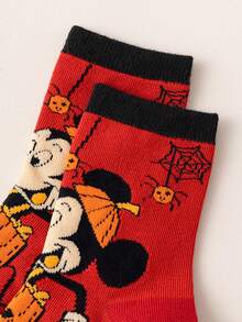 Disney 5 双儿童袜子，骷髅、米老鼠、南瓜万圣节恶棍，新年礼物袜，卡通圣诞新年人物袜子，新奇袜子，儿童袜子 - 彩色 - 查看 2