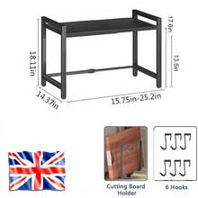 2 Tier Extendable Microwave Oven Rack Heavy Duty Kitchen Stand Storage Shelf UK - Default - View 2