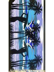 Printed Beach Sarong With Different Prints - Royal Blue 003 - View 1