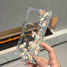Funda con diseño de cubos florales, compatible con phone 12, 13 Pro, 14, 15, 16 Pro Max/Plus. Funda protectora transparente con ángulo recto y orificio grande, con textura de alta calidad, ideal para mujeres en días primaverales. - transparente - Ver 5