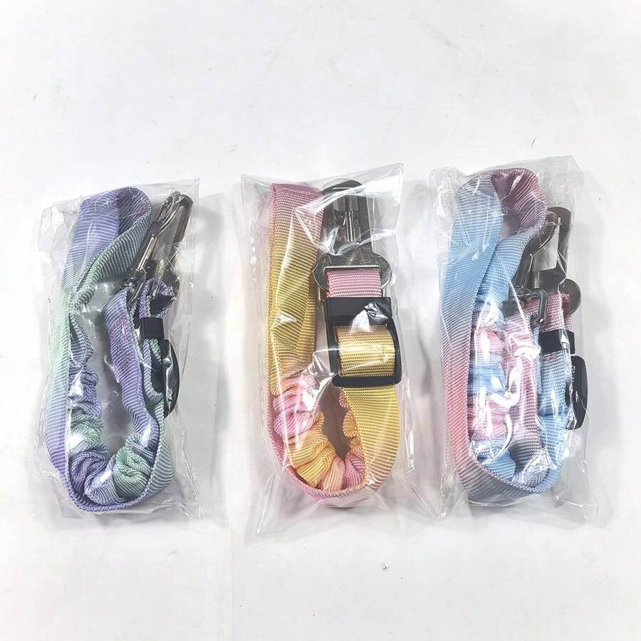 1 PC Pink Blue Purple Green Gradient Color Dog Safety Traction Lanyard For Controlling Explosive Cat Dogs' Movement, Pet Car Seat Belt With Traction Lanyard Window Locking Mechanism, Retractable Safety Belt For Dogs,Retractable Safety Belt For Dogs,Suitable For Taking A Car Ride In The Back Seat For Outings.