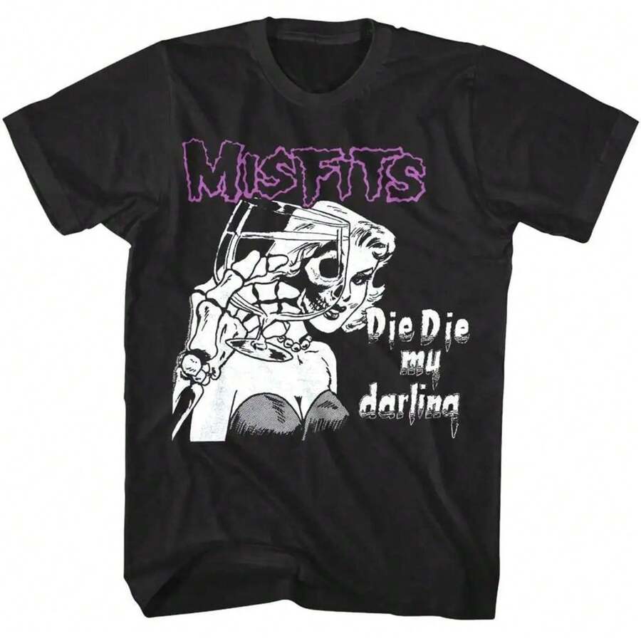 Misfits Die My Darling Drink Men'S T Shirt Men's Summer Round Neck Short Sleeved Casual Cotton Print Loose Round Neck Short Sleeve T-Shirt - màu đen - Xem 1