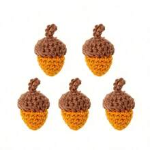 5个手工编织橡果，钩针橡果装饰品，迷你钩针可爱摇摆橡果，DIY工艺品，节日DIY装饰品，桌面摆件，魅力装饰吊坠，适用于房间装饰、情人节装饰、卧室装饰、家居装饰、情人节礼物 - 彩色 - 查看 8