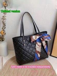 女士托特包 - 全新面料升级，别致大容量菱形绗缝图案托特包，全球跨境畅销迷你钻石缝线包，时尚简约围巾托特包，秋冬软肩水桶包，极具吸引力的PU手提包，适合休闲娱乐和通勤，可容纳手机、充电器、迷你平板电脑、化妆品、雨伞、眼镜等，实用的旅行包 - 彩色 - 查看 16