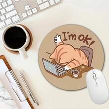1 Piece Of Fun And Cute Mouse Pad, Circular Mouse Pad For Office Desk, Small Mini Travel Mouse Pad With Anti Slip Rubber Base, Laptop Office Rubber Mouse Pad Suitable For Girls And Boys, Suitable For Office, Home, Study And Gaming, 20 * 20 * 0.2cm - Multicolor - View 3