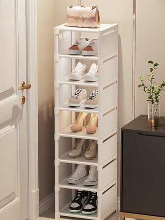 1pc Household Multi-Layer Single Row Shoe Rack, Living Room, School Dormitory Shoe Storage Rack, Can Be Freely Assembled, Home Decoration,Metal Frame, Non-Woven Fabric Shelves, For Hallway, Bedroom