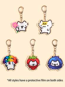 1pc/5pcs Acrylic Cute Cartoon Line Cat Keychain Clown Cat Pink Girl Cat Heart Balloon Kitten Animal Theme Keychain Pendant Car Keychain, Wallets,Car Keys, Bags, Friends', Anniversary S Christmas Gift Ideas Bag Accessories Lanyards With Id Holder Car Accessories Bag Charms