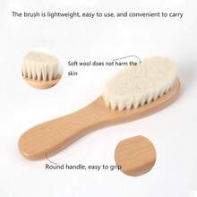 2pcs Baby Bath Wool Brush & Comb Set, Infant Head Care Bath Brush & Comb, Children Wooden Massage Shampoo Brush