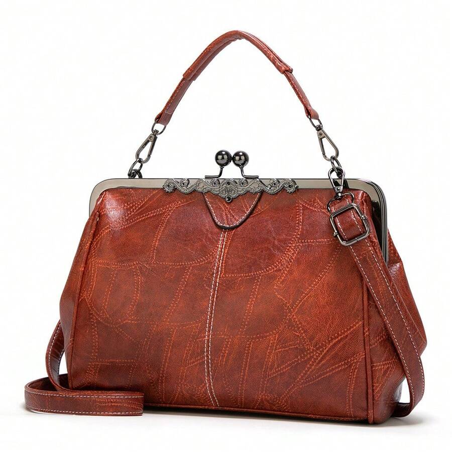 Retro Handbag For Women 2026 - High-Quality Shoulder Bag - Faux Leather In Vintage Look - Ideal For Everyday Use And Parties (22 X 6 X 28 Cm) - màu nâu - Xem 1