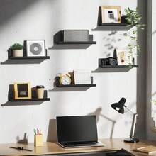 GOOVILLA Plastic Floating Wall Shelves - Decorative Picture Frame Shelf For Storage, Wall-Mounted Organizer For Living Room Bedroom Bathroom,,Black,8 Packs - 黑色-8個 - 查看 4