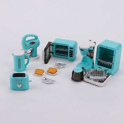 Bộ đồ chơi nhà bếp mini - Bộ dụng cụ nấu ăn để bàn đáng yêu, thích hợp để trang trí phòng, cảnh nhà búp bê, trưng bày mô hình thu nhỏ và chụp ảnh thẩm mỹ | Quà tặng sưu tầm sáng tạo dành cho thanh thiếu niên và bạn bè (Cần tự lắp ráp - Kiểu dáng ngẫu nhiên)