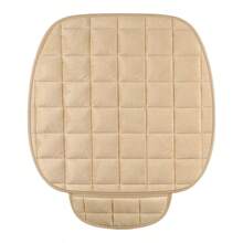 1pc Plush Checkered Car Seat Cushion, Thick Padded, Backless, Warm, Breathable, Anti-Slip, Suitable For All Seasons