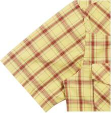Mens Short Sleeve Plaid Button Down Shirt Western Casual Shirts With Two Pocketshalloween - 黃色 - 查看 5