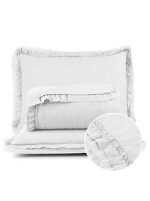 Bedspread Double / Queen / King 200 Thread Count Super Soft Double Sided 3 Pieces Ruffle Alice Bedspread - 白色 - 查看 1