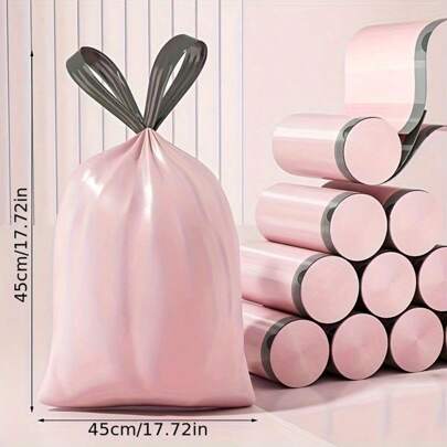 100 个超大加厚超强浅蓝色塑料垃圾袋，带黑色系带手柄 - 45 厘米 X 78 厘米，耐用防漏，适合家庭和办公室使用，家庭整理 | 系带封口 | 耐用塑料袋