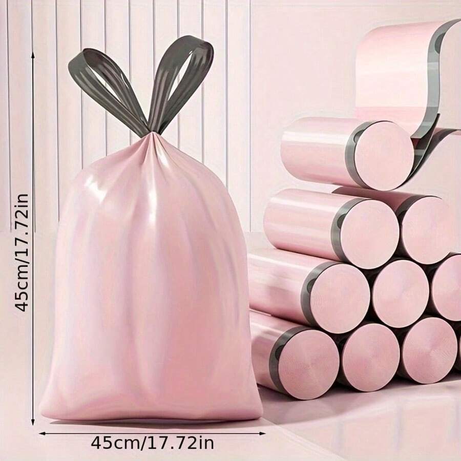 100 个超大加厚超强浅蓝色塑料垃圾袋，带黑色系带手柄 - 45 厘米 X 78 厘米，耐用防漏，适合家庭和办公室使用，家庭整理 | 系带封口 | 耐用塑料袋 - 彩色 - 查看 1