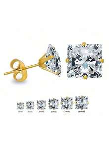 8 件/套复古简约风格黑白 CZ 耳钉套装 - 防过敏，可睡觉时佩戴，铜合金无镍电镀，适合女性日常佩戴，情人节、感恩节礼物，四季时尚配饰 - 彩色 - 查看 6