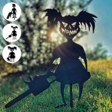 1pc Halloween Ghost Zombie Metal Garden Yard Stake Decor, Outdoor Spooky Halloween Decoration,Christmas - Black - View 6
