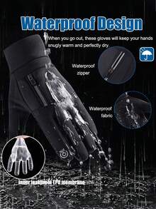 Winter Warm Gloves With Storage Pocket, Windproof Touchscreen Gloves For Sports, Cycling, Skiing, Hiking