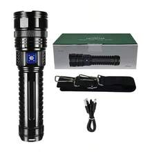 高功率LED手电筒，超亮变焦战术手电筒，USB充电强力手电筒，适用于露营、户外活动、钓鱼