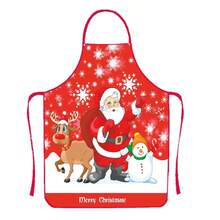 1 件，圣诞老人围裙，可调节厨房围裙，带系带，节日烟囱圣诞老人印花，适用于烹饪、烘焙、餐厅、派对、节日主题厨师围裙 - 彩色 - 查看 12
