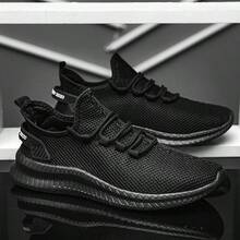 Sepatu Lari Pria Ringan, Bernapas, dan Berongga untuk Pemakaian Sehari-hari - Hitam - View 3