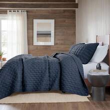 Blue Quilt King Size Bedding Sets With 2 Pillow Shams, Lightweight Soft Bedspread Coverlet, Quilted Blanket Thin Comforter Bed Cover All Season, 3 Pieces, 104x90 Inches, All - Season Bedding - Navy - 查看 5