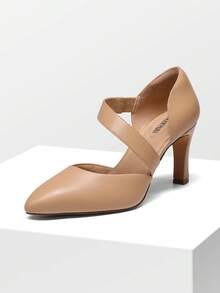 Women's High Heels Pumps Dress Closed Pointed Toe Comfortable D'Orsay Pumps Shoes For Work Office Wedding Dancing - 杏色-PU - 查看 2