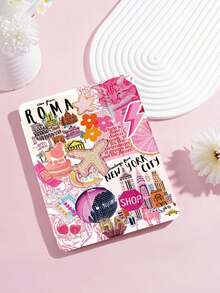 旅行图案 iPad 保护套，兼容 iPad 9.7/10.2/10.5/10.9/12.9/Pro 11（第十代），兼容三星 Galaxy Tab S6 Lite 10.4 英寸，兼容 Kindle Paperwhite 第十二代（2024 年款），Kindle（第十一代）（2022 年发布），柔软防震保护，智能支架/自动唤醒/睡眠功能