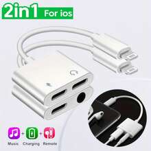 二合一 Lightning 转 3.5 毫米/Lightning 音频适配器，无损音质转换器耳机适配器，兼容 14 Pro Max/14 Pro/14 Plus/14/13/12/11，音频转换线，充电和通话适配器 - 白色 - 查看 2