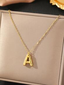 1 件不锈钢 26 字母吊坠项链，时尚优雅，送给她的绝妙礼物
