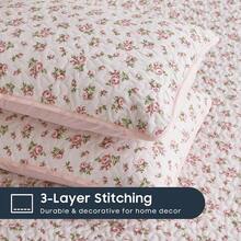 Floral Quilt Set Coquette Cottagecore Shabby Chic Flower Pattern For Women Teen Girls Reversible Lightweight Bedspread Coverlet 3 Pieces Pink Twin Twin XL Size - 粉色 - 查看 5