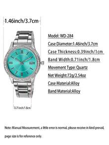 1 件女士银合金表带石英表，时尚简约休闲风格，带日历功能，适合日常佩戴 - 銀色 - 查看 6