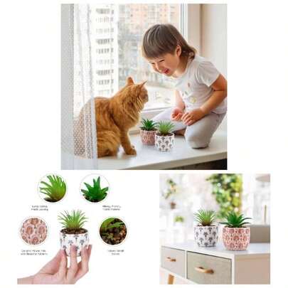 Plantas artificiales suculentas coloridas y lindas en maceta de cerámica, flores en maceta para decoración del hogar, sala de estar, oficina, escritorio, baño, dormitorio, decoración interior