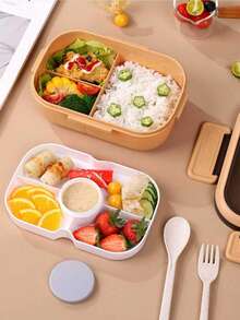 1200ML/42oz 2-Layer PP5 Plastic Portable Lunch Box, Microwave , Compartment Design With Sauce Containers And Utensils, Lightweight Bento Box - Multicolor - View 11