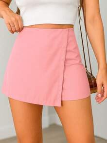 Basics Tailored Skirt Shorts With Invisible Side Zipper Inspired By The Zr Fashion Blogger Brand - 淡粉紅色 - 查看 2