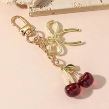 1pc Women's New Cherry Bow Metal Keychain Fashionable Bow Accessory Minimalist Ins Style Bag Charm Back To School Gift Y2K - Multicolor - View 2