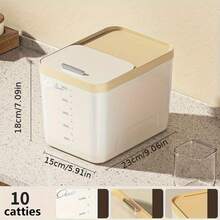 10LB/20LB/30LB Airtight Food Storage Container, Moisture & Pest Proof, Easy Press Dispenser, With Measuring Cup, Ideal For Rice, Grains, Sugar, Flour And Pet Food Storage, Great For Kitchen, Home And Commercial Use
