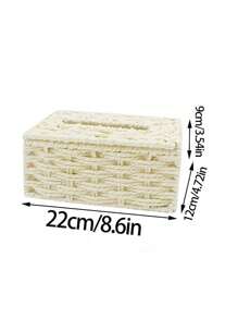 1pc Woven Tissue Box Holder, Rectangular Covered Tissue Box, Rattan Tissue Box Rack, Bohemian Style Woven Tissue Box Holder, Suitable For Bathroom, Bedroom, Shelf, Living Room, Dining Room Decor & Storage, Halloween Tissue Box Decor, Christmas Gift - Multicolor - View 6