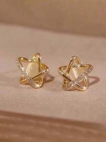 1piece Teen Niche Design, Cat Eye Geometry, Pentagram Earrings, Fashionable, Simple, Light Luxury, Explosive Ear Accessories - Multicolor - View 3